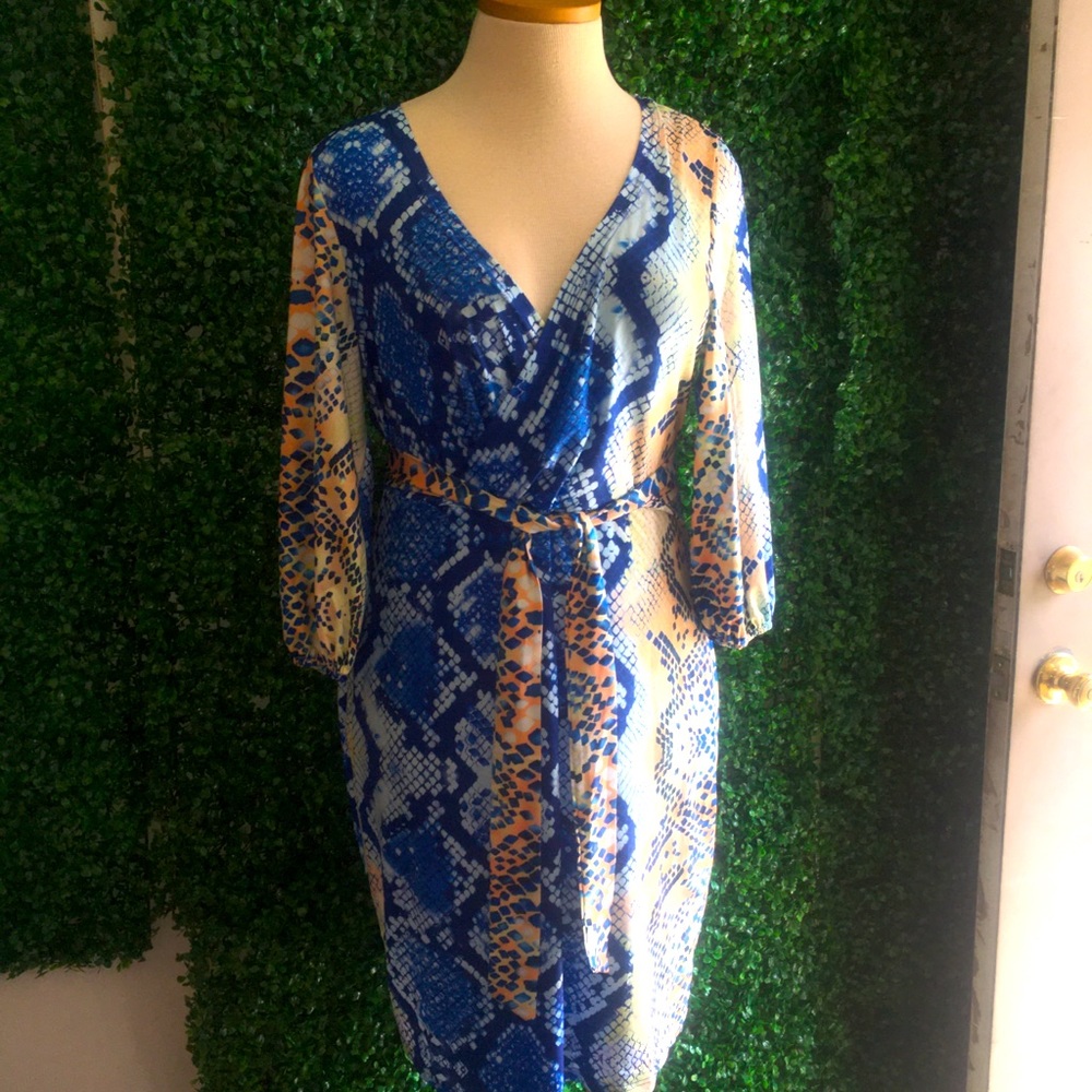 Plus Size Snake Print Wrap Dress